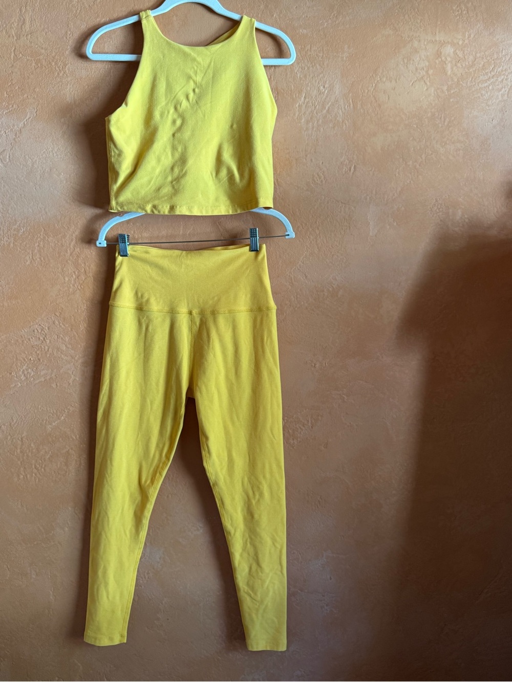 Beyond Yoga Golden Yellow Tank Top High Rise Leggings Matching Set Size L
